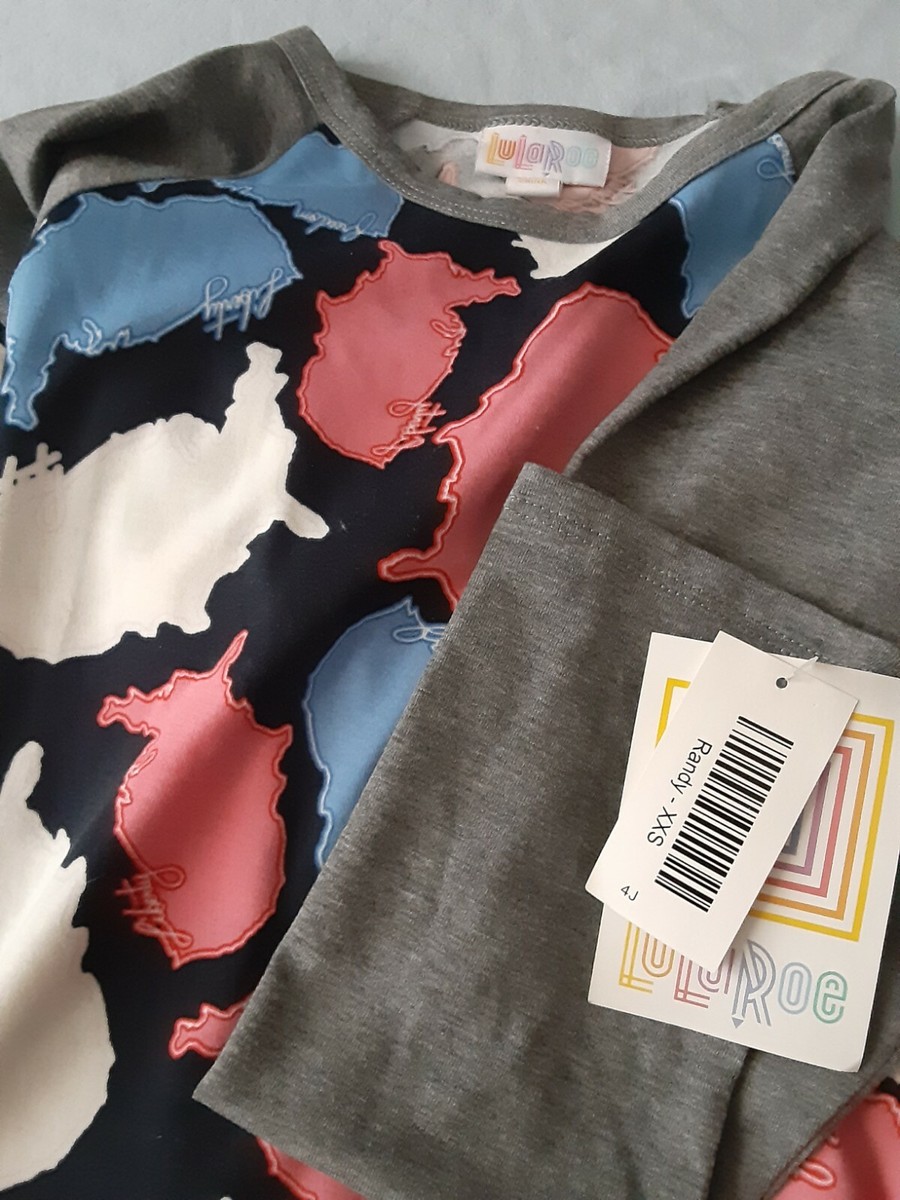 Blouse LuLaRoe Randy Pour Femme, Taille XXS, Motifs Vibrants Et Manches Mi-longues, Neuve Avec étiquettes
