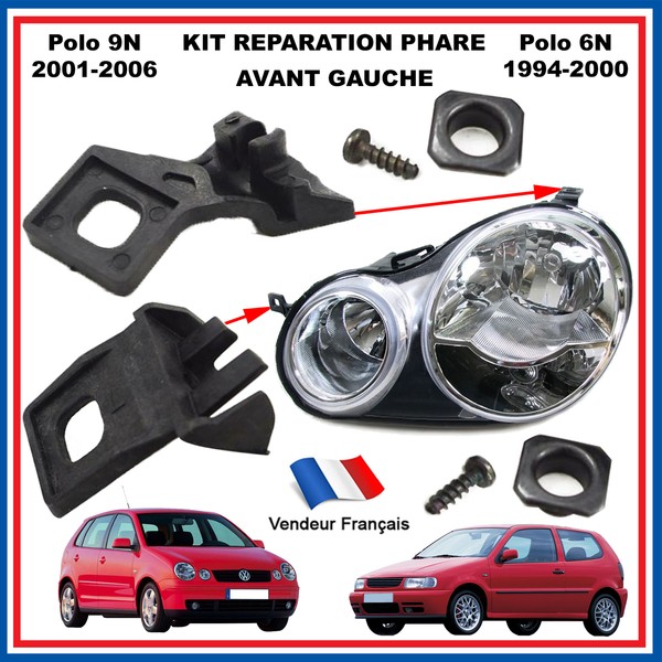 Satz Festsetzung Optik Scheinwerfer Links Nuckel FüR VW Polo 6N 9N 6Q0998225-image