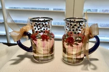 Mackenzie Childs Small Glass Pitcher. Set Of 2. Original Ribbons 