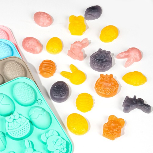 18 Easter Eggs Bunny Rabbit Silicone Mould Chocolate Fondant Jelly Ice Cube Mold - Picture 2 of 16