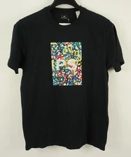 New $95 Paul Smith Graffiti Graphic Logo T-Shirt Men's Small Short Sleeve Black