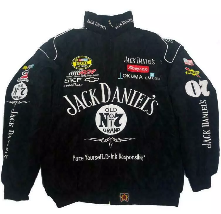 Autumn Winter Jack Daniels Motorcycle Racing Jacket Embroidered cotton padded