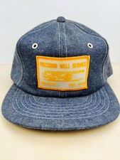 Vintage DENIM Precision Oil Well Gas WY USA Patch Trucker Hat Snapback Cap NOS
