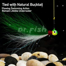 5PCS Bucktail Jig Head Fishing Lure Hook Hair Round Ball Bass Fresh Saltwater