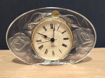 Cristal D'arques Quarz Kaminuhr Rose Floral Design Kristallglas Schreibtisch (3.1)