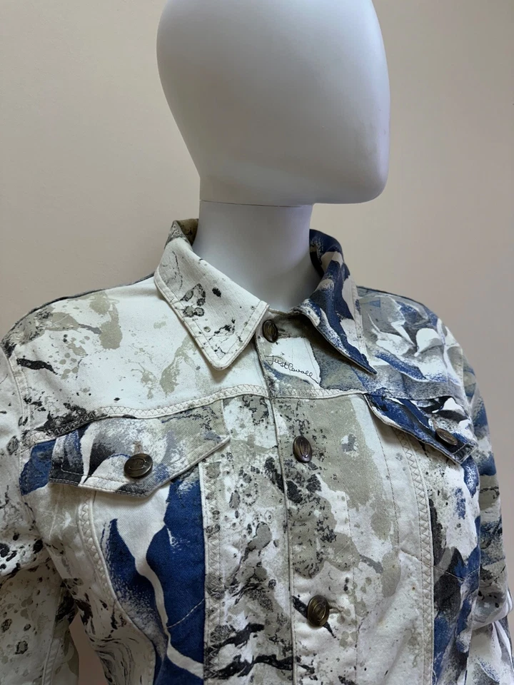 Chaqueta de mezclilla floral multicolor vintage Just Cavalli para mujer talla L Foto 4 de 4
