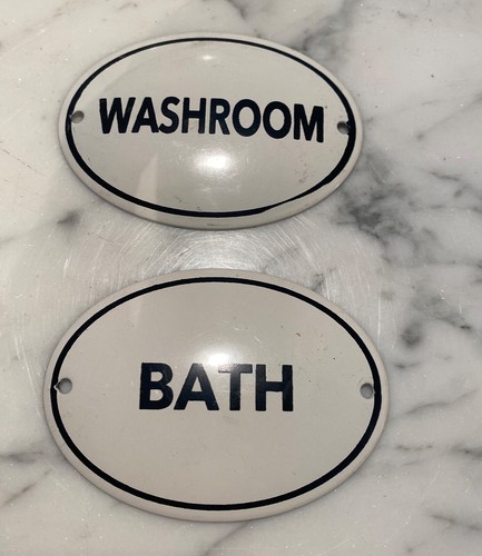 Washroom and Bath door plates- Metal with enamel paint- oval dome design