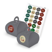 Itenga Set Frohe Weihnachten M51 24X Geschenkbox Karton Mit Griff Grau U Sticker