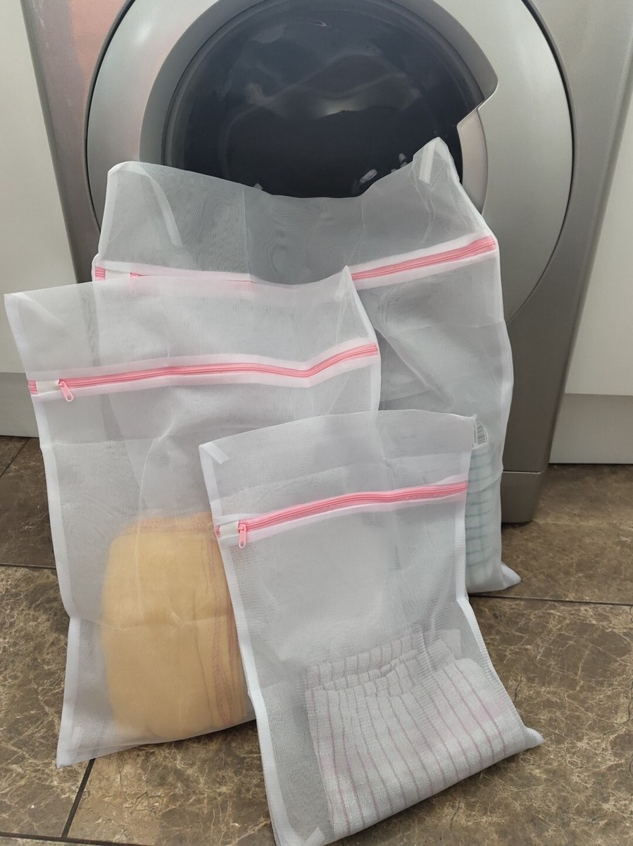 x Mesh Zipped Laundry Washing Machine Net Bag For Underwear Or