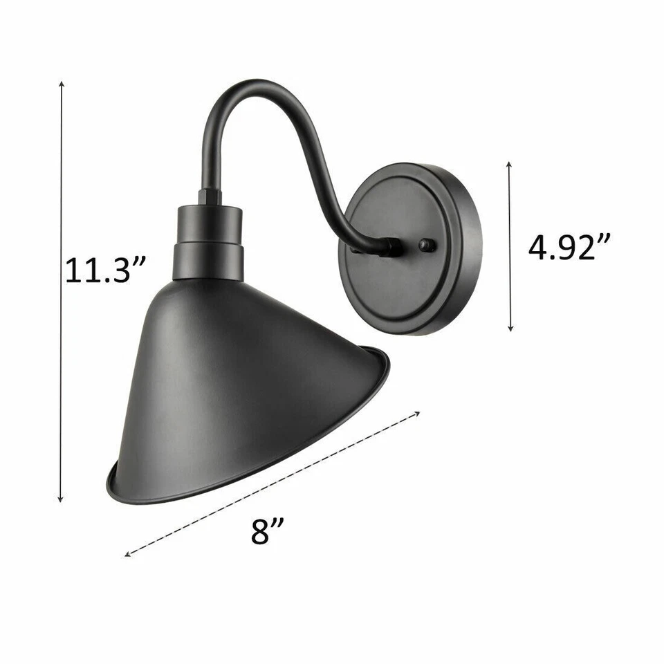 Juego de 2 apliques de pared industriales de cuello de cisne antiguos negros luz de granero Foto 2 de 4