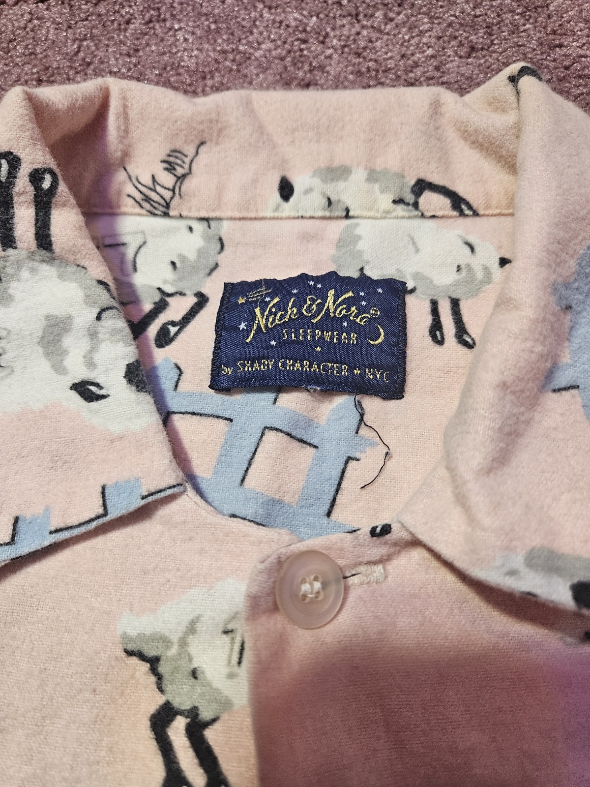 VINTAGE Nick and Nora COUNTING SHEEP Pajama Set PINK Super RARE image 3