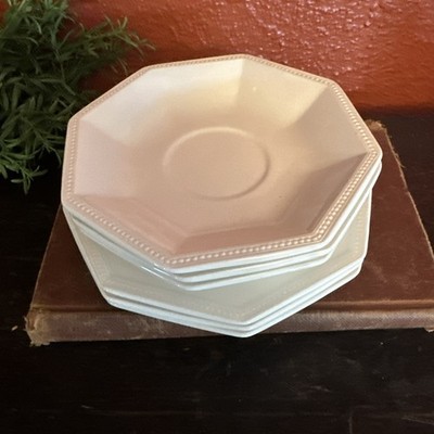 JOHNSON BROTHERS White Hexagon 3 Saucers 3 Small Plates Ironstone