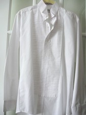 Southeastern Mens Tuxedo Shirt Sz S 32 33 White Button Up Pleated Poly Cotton