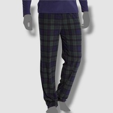  59 Club Room Men's Fleece Pajama Blue Green Plaid Lounge Pants Sleepwear S