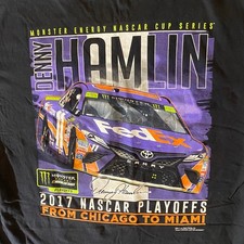 Fanatics NASCAR Shirt Mens XL Denny Hamlin 11 2017 Playoffs FedEx Black Race