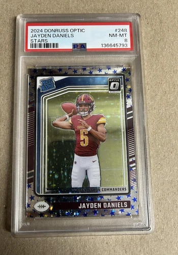 2024 Panini Donruss Optic #248 Jayden Daniels Blue Stars Prizm Rookie RC PSA 8
