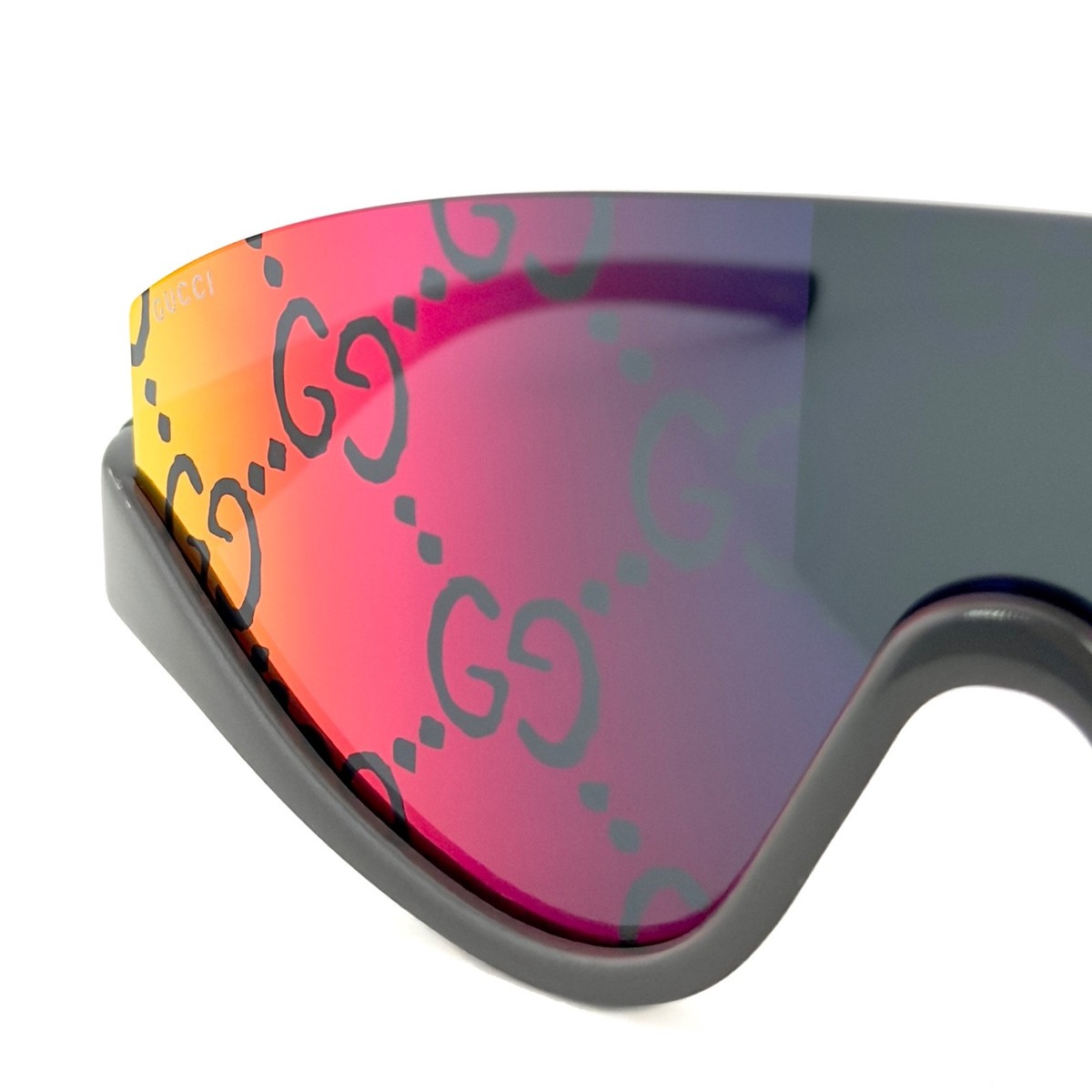 Gucci バイザー GUCCI 1650 Gray Purple GG Print Mirror Sport Wrap Shield Gg1650S