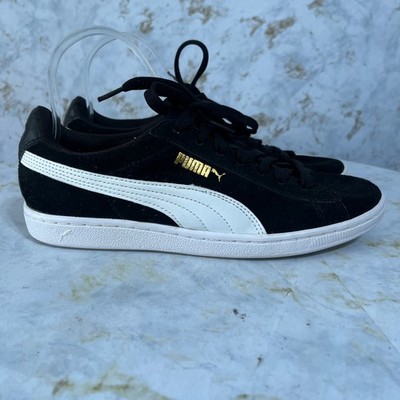 Puma Vikky Women's Size 8 Shoes Black White Suede Athletic Trainer Sneakers