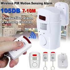 SENSOR MOTION PIR WIRELESS ALARM WITH 2 REMOTE CONTROLS SHED GARAGE HOME CARAVAN