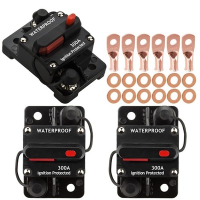 Hamolar 3 Pack 300A Circuit Breaker with Manual Reset Fuse Holder for 