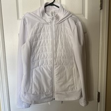 TEK GEAR WOMENS WHITE HOODED QUILTED ZIP FRON...