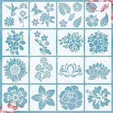 Zonon 17 Pieces Flower Stencil Kit for Painting on Wood Large 5.1 x Inch
