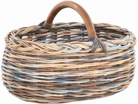 Autokorb Einkaufskorb Natur Rattan Trage-Korb Henkel Leicht Stabil (Mehrfarbig)
