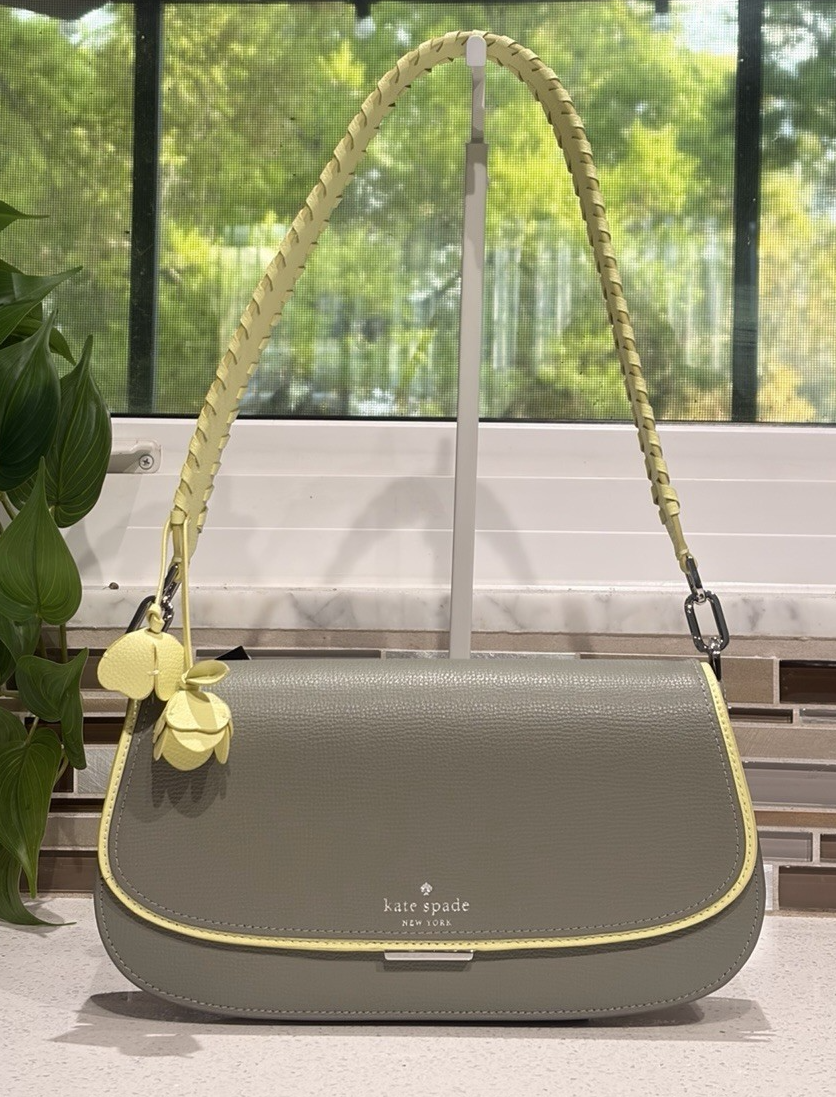 KATE SPADE QUINN MEDIUM FLAP CHAIN SHOULDER BAG CLUTCH GREEN