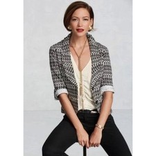 Cabi Black White Geometric Circle Print Blazer Jacket 298 Womens Size 4 Cotton