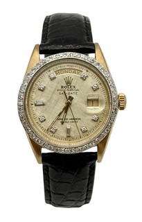 Rolex Day Date 18k Gold Ref 1807 36mm Diamond Dial & Bezel Watch