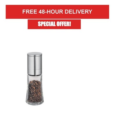 Cilio Bari Glass and Stainless Steel Pepper Mill, 5.5-Inch