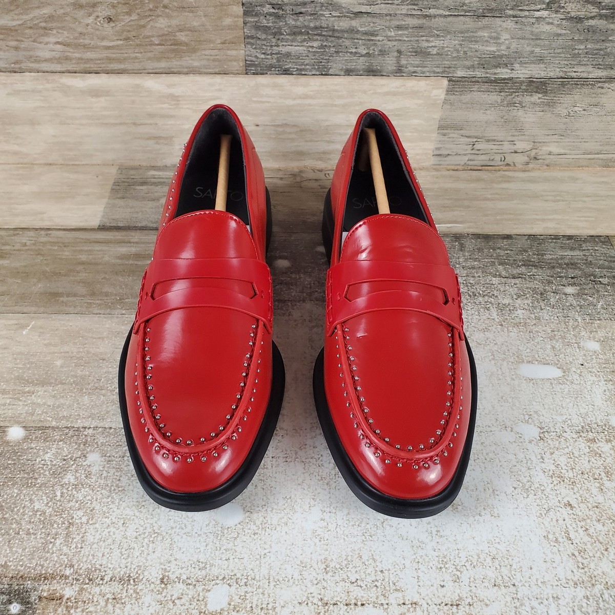 Franco Sarto Eden Penny Loafers Sz 7.5 M Crimson Red Studded  display picture 2