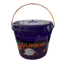2024 Dunkin Donuts Halloween Bucket With Lid & Handle Purple Boo Bucket