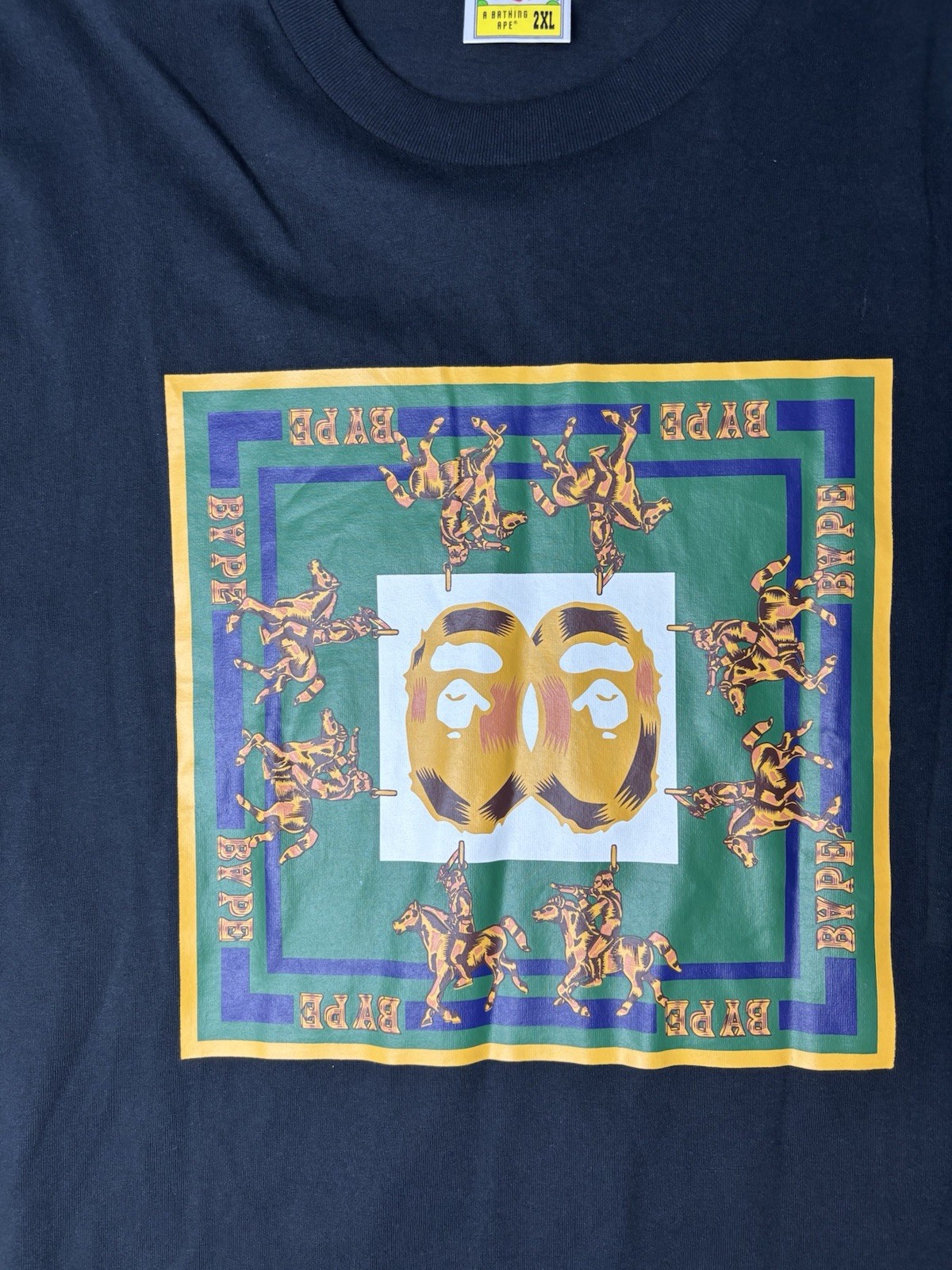 BAPE A Bathing Ape Graphic Print Logo Black Cotton Crew Neck T-Shirt Men's 2XL thumbnail 2