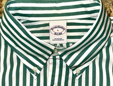 Brooks Brothers Men  s Green  White Striped L/S Button Down Shirt Size L