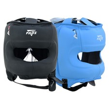 Fadi Sports A1 Leather Headgear 2 Pair L/XL Black Blue MMA Boxing Sparring