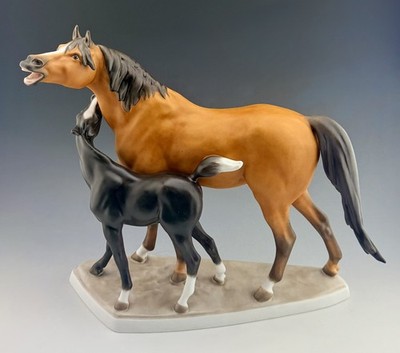   MINT HEREND XLarge Horse & Pony Natural Figurine ($4,513 Retail)