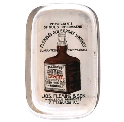 Rare Jos Fleming's Pittsburg Old Export Whiskey Prohibition Era Paperweight