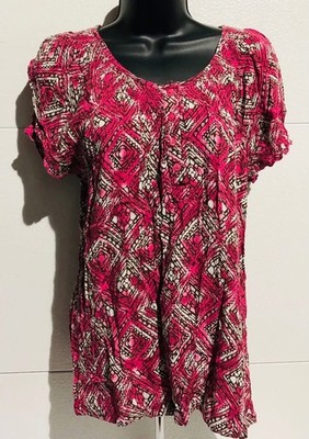 Laura Scott Women s Size M Short Sleeve Top Blouse Shirt Top  Good Condition