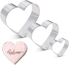 Heart-Shaped Cookie Cutter Set - 3 Premium Stainless Steel Pieces