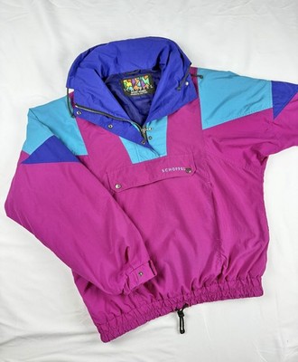 Schöffel Vintage 90s Ski Jacke Windbreaker Neon Pink Türkis Gore-Tex Style