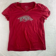 Arkansas Razorbacks rhinestone Bling Shirt XL V Neck Campus Couture