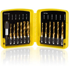 Combination Drill Tap  Tap Bit Set, 3-In-1 Titanium Coated Screw Tapping Bit To