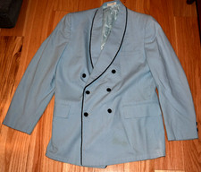 Vintage 1950s 1960s Doo Wop Singer Blue Double Breasted Suit 41L After Six Tux