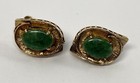 Beautiful Vintage 10k Yellow Gold Jadeite Jade Clip Earrings 4.8 Grams — photo 7