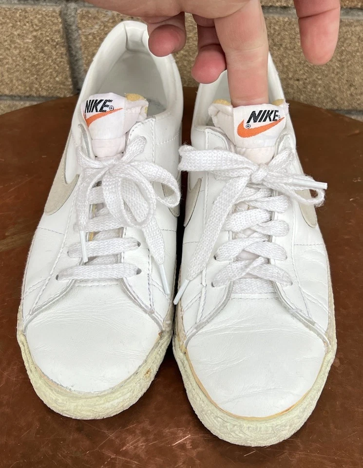 De colección 1980 Nike Bruin Low Naranja Swoosh Blanco Gris Cuero Tenis 8 Marty Mcfly Foto 3 de 4