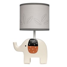 Lambs  Ivy Patchwork Jungle Modern Cream Elephant Lamp With Gray Shade  Bulb