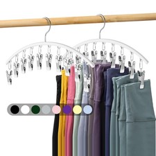 Legging Organizer for Closet, Metal Yoga Pants Hanger w/Coated 2 Pack w/10 Cl...