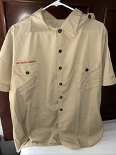 Boy Scout BSA UNIFORM SHIRT Mens Large Tan Short Sleeve D14