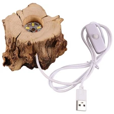Crystal Ball Wooden Base Tree Stump LED Light Stand for Monitor Wood Base Tab...